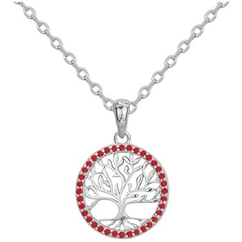Collier mono-motif en Argent avec oxyde de zirconium rouge rubis