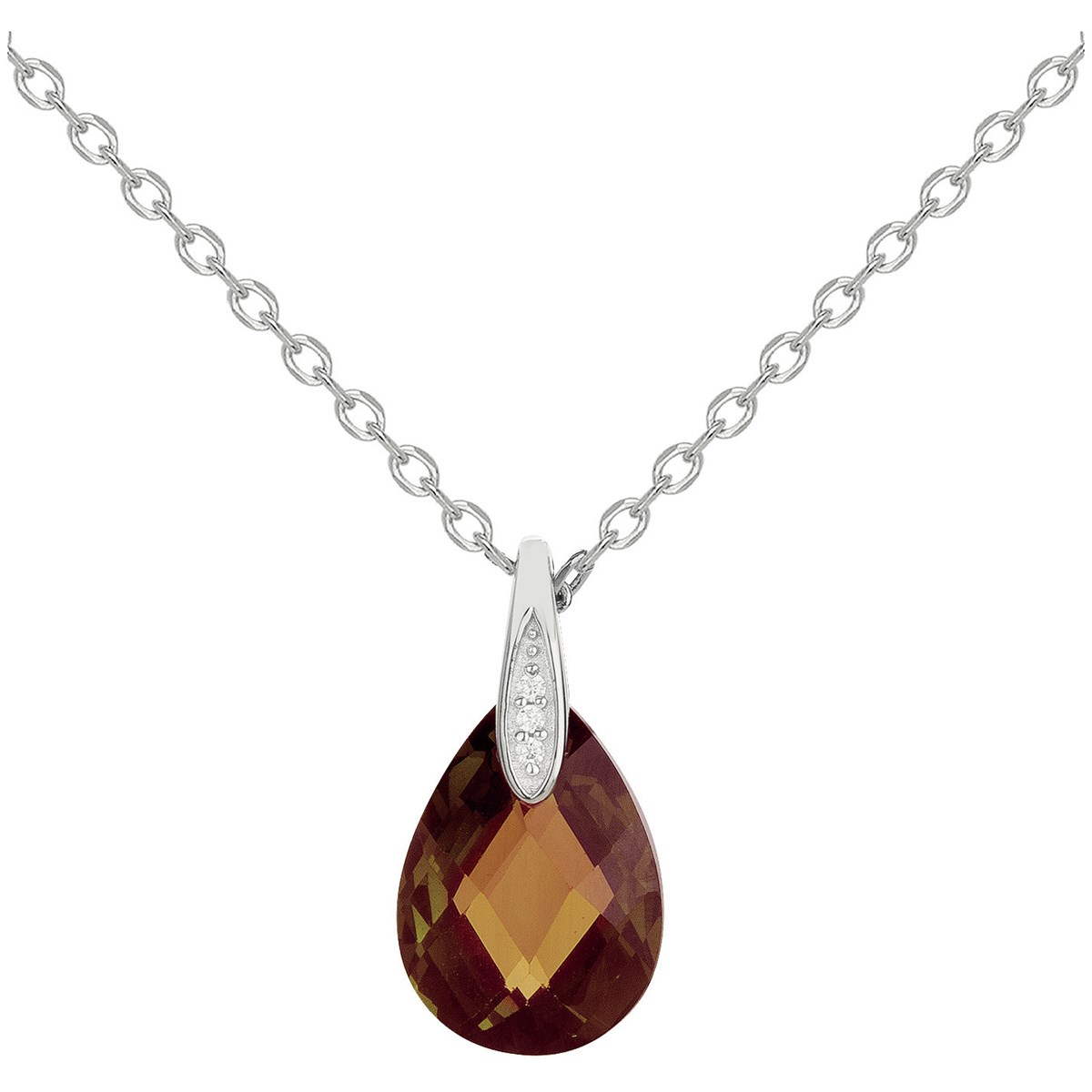 Collier mono-motif en Argent avec oxyde de zirconium marron