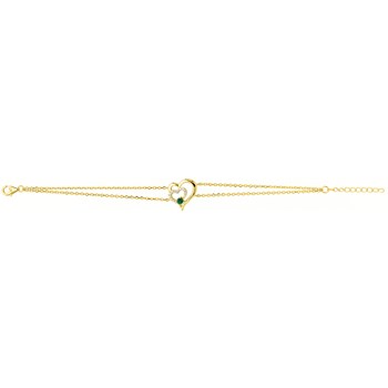 Bracelet souple mono-motif en Plaqué Or avec oxyde de zirconium vert emeraude