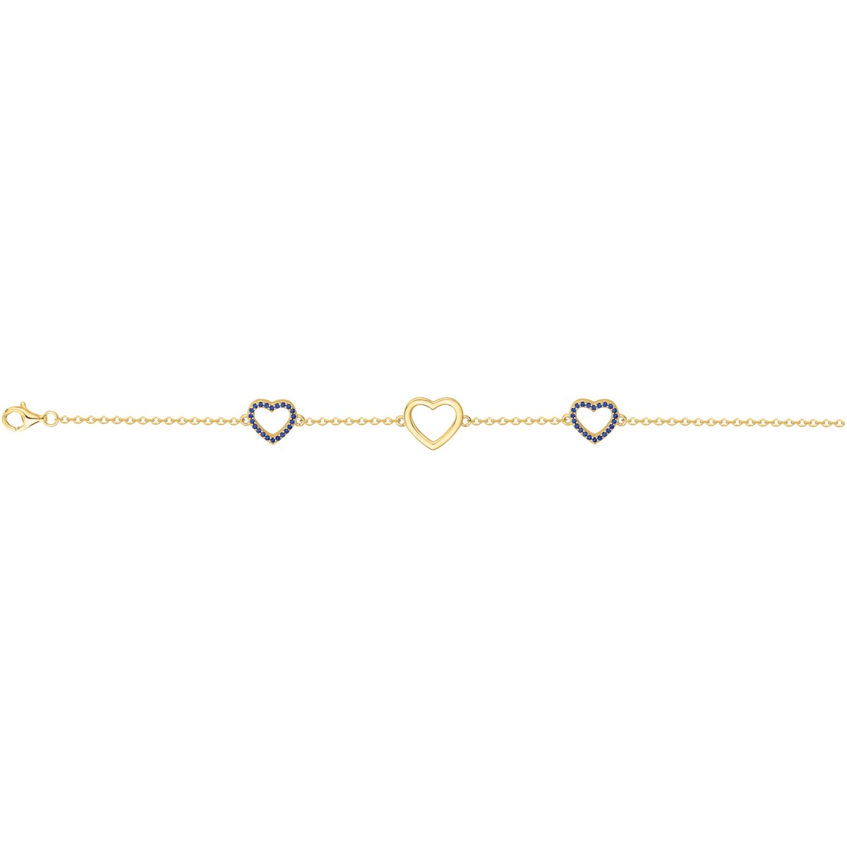 Bracelet souple multi-motifs en Plaqué Or avec oxyde de zirconium bleu saphir