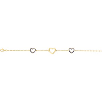 Bracelet souple multi-motifs en Plaqué Or avec oxyde de zirconium bleu saphir