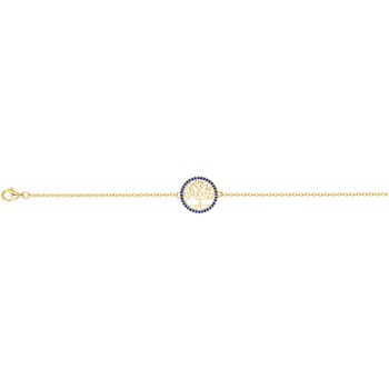 Bracelet souple mono-motif en Plaqué Or avec oxyde de zirconium bleu saphir