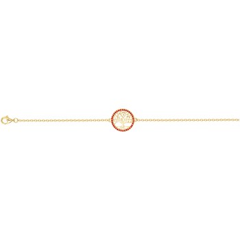 Bracelet souple mono-motif en Plaqué Or avec oxyde de zirconium rouge rubis