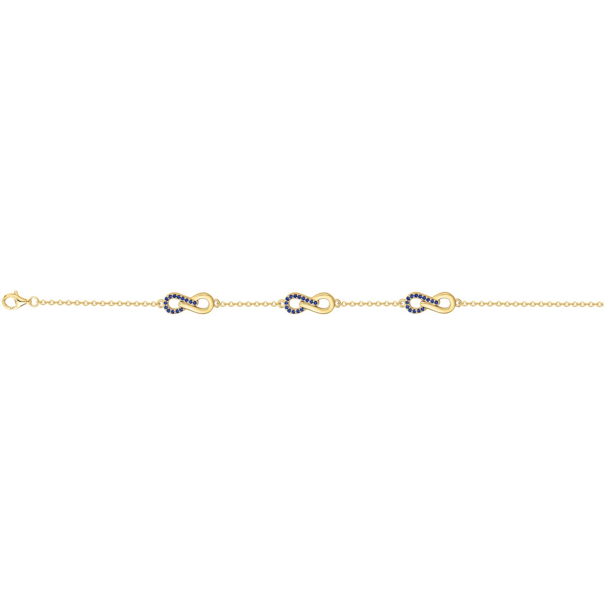 Bracelet souple multi-motifs en Plaqué Or avec oxyde de zirconium bleu saphir