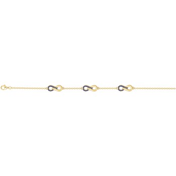 Bracelet souple multi-motifs en Plaqué Or avec oxyde de zirconium bleu saphir
