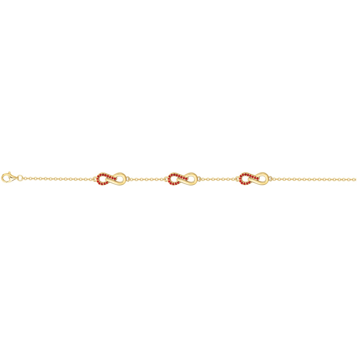 Bracelet souple multi-motifs en Plaqué Or avec spinelle rouge rubis