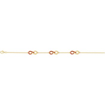Bracelet souple multi-motifs en Plaqué Or avec oxyde de zirconium rouge rubis