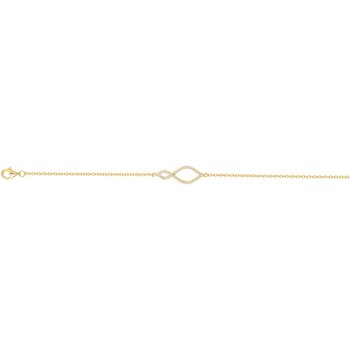 Bracelet souple mono-motif en Plaqué Or avec oxyde de zirconium blanc
