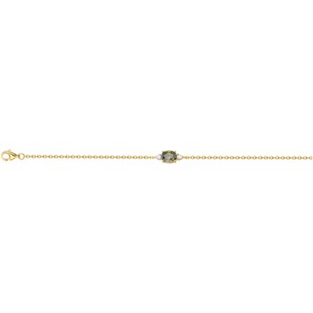 Bracelet souple mono-motif en Plaqué Or avec oxyde de zirconium vert