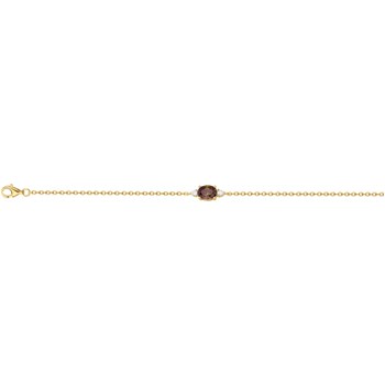 Bracelet souple mono-motif en Plaqué Or avec oxyde de zirconium marron