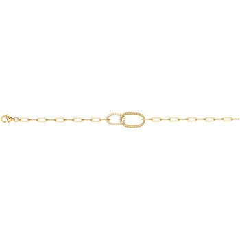 Bracelet souple mono-motif en Plaqué Or avec oxyde de zirconium blanc