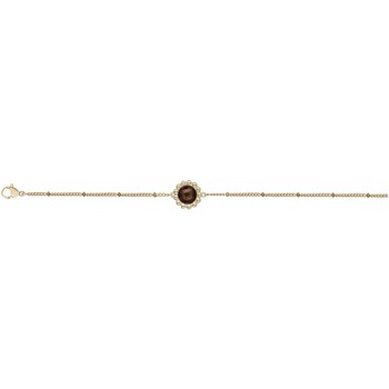 Bracelet souple mono-motif en Plaqué Or avec oxyde de zirconium marron