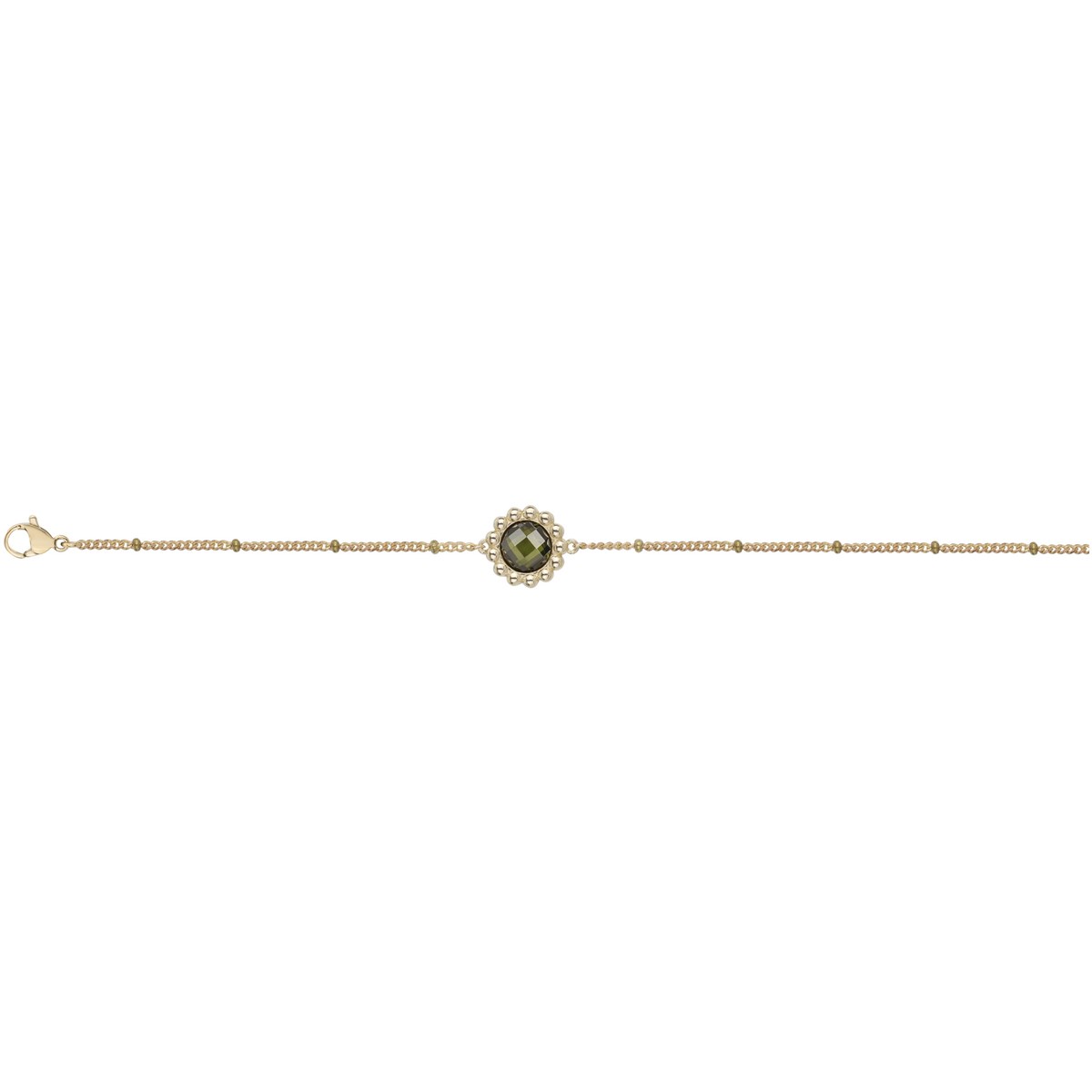 Bracelet souple mono-motif en Plaqué Or avec oxyde de zirconium vert