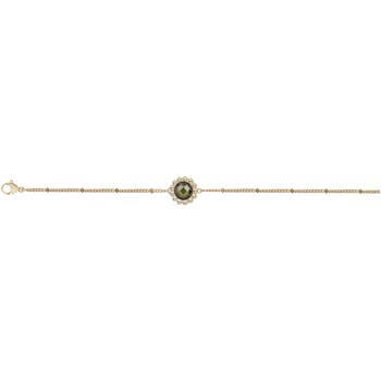 Bracelet souple mono-motif en Plaqué Or avec oxyde de zirconium vert