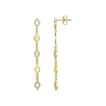Boucles d'oreilles pendantes en Plaqué Or avec oxyde de zirconium blanc