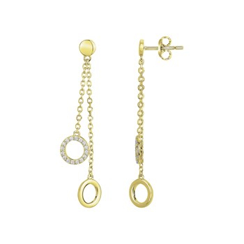 Boucles d'oreilles pendantes en Plaqué Or avec oxyde de zirconium blanc