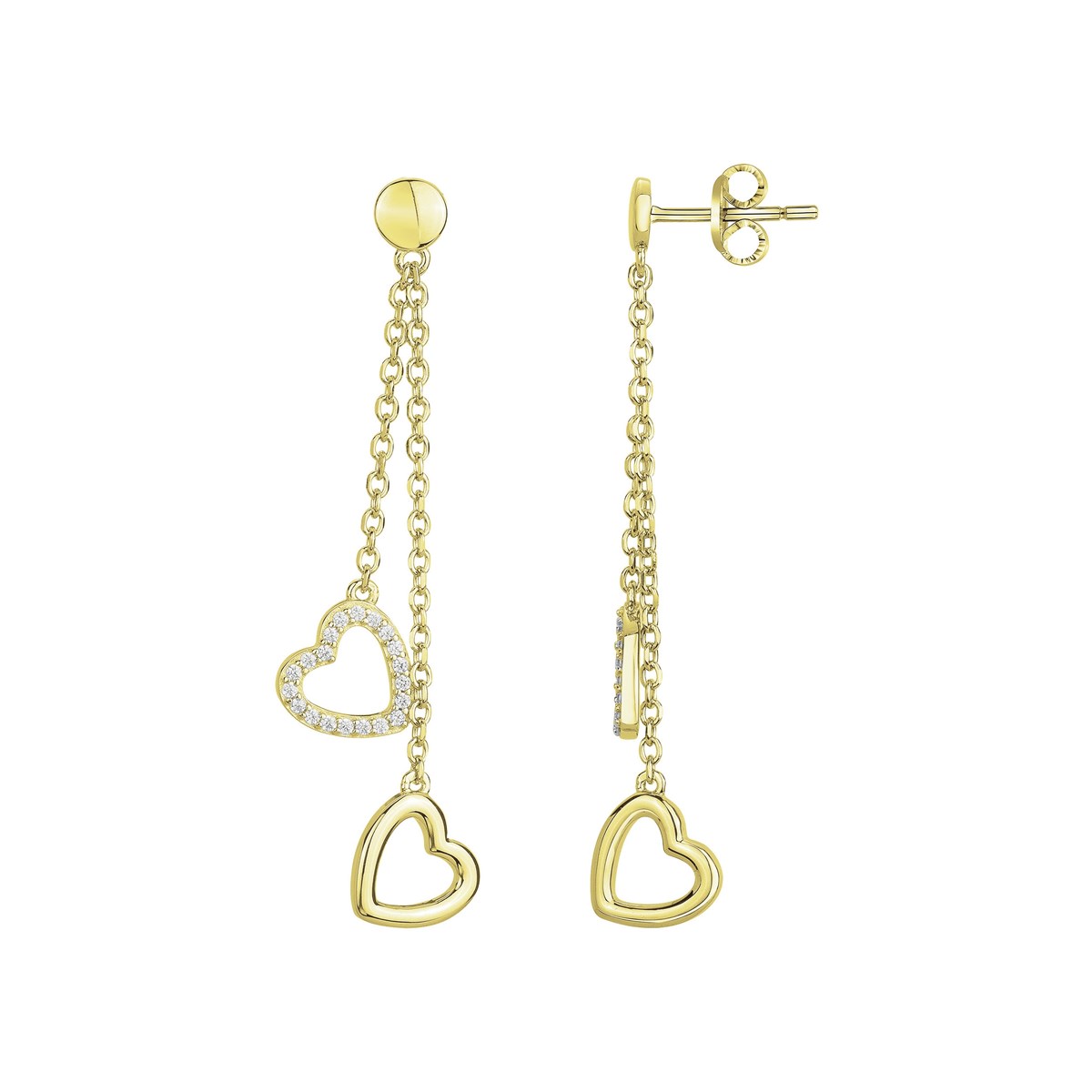 Boucles d'oreilles pendantes en Plaqué Or avec oxyde de zirconium blanc