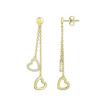 Boucles d'oreilles pendantes en Plaqué Or avec oxyde de zirconium blanc