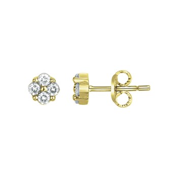 Boucles d'oreilles clous en Plaqué Or avec oxyde de zirconium blanc