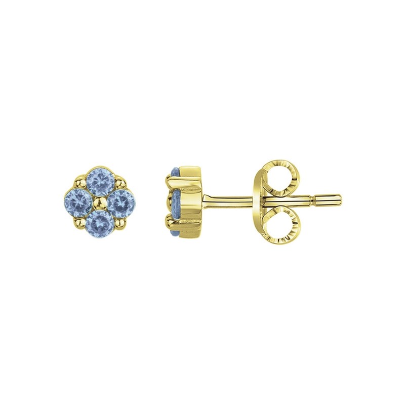Boucles d'oreilles clous en Plaqué Or avec oxyde de zirconium bleu topaze