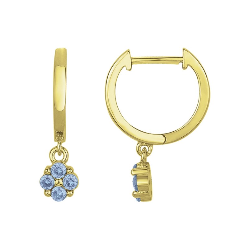 Créoles en Plaqué Or avec oxyde de zirconium bleu topaze