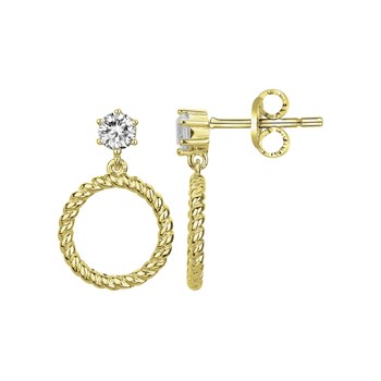 Boucles d'oreilles pendantes en Plaqué Or avec oxyde de zirconium blanc