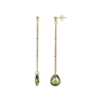 Boucles d'oreilles pendantes en Plaqué Or avec oxyde de zirconium vert