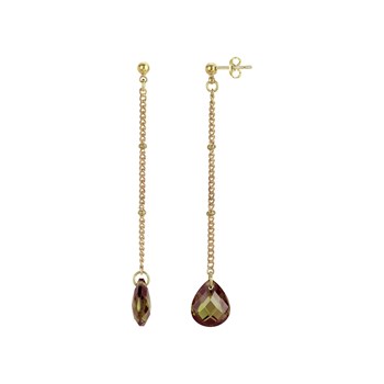 Boucles d'oreilles pendantes en Plaqué Or avec oxyde de zirconium marron
