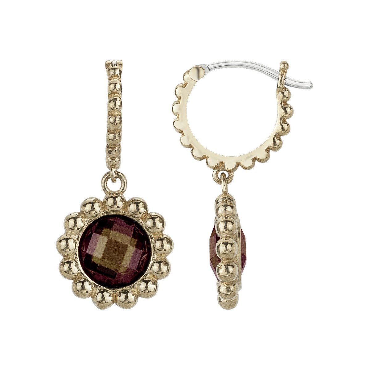 Créoles en Plaqué Or avec oxyde de zirconium marron