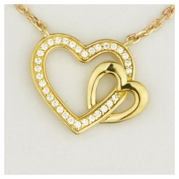 Collier mono-motif en Plaqué Or avec  blanc