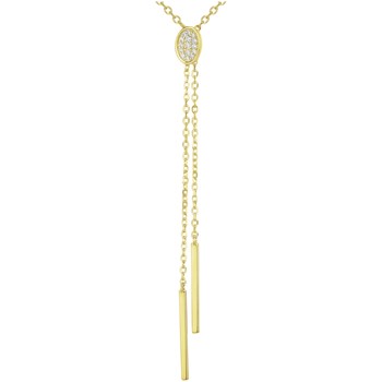 Collier Y en Plaqué Or avec oxyde de zirconium blanc