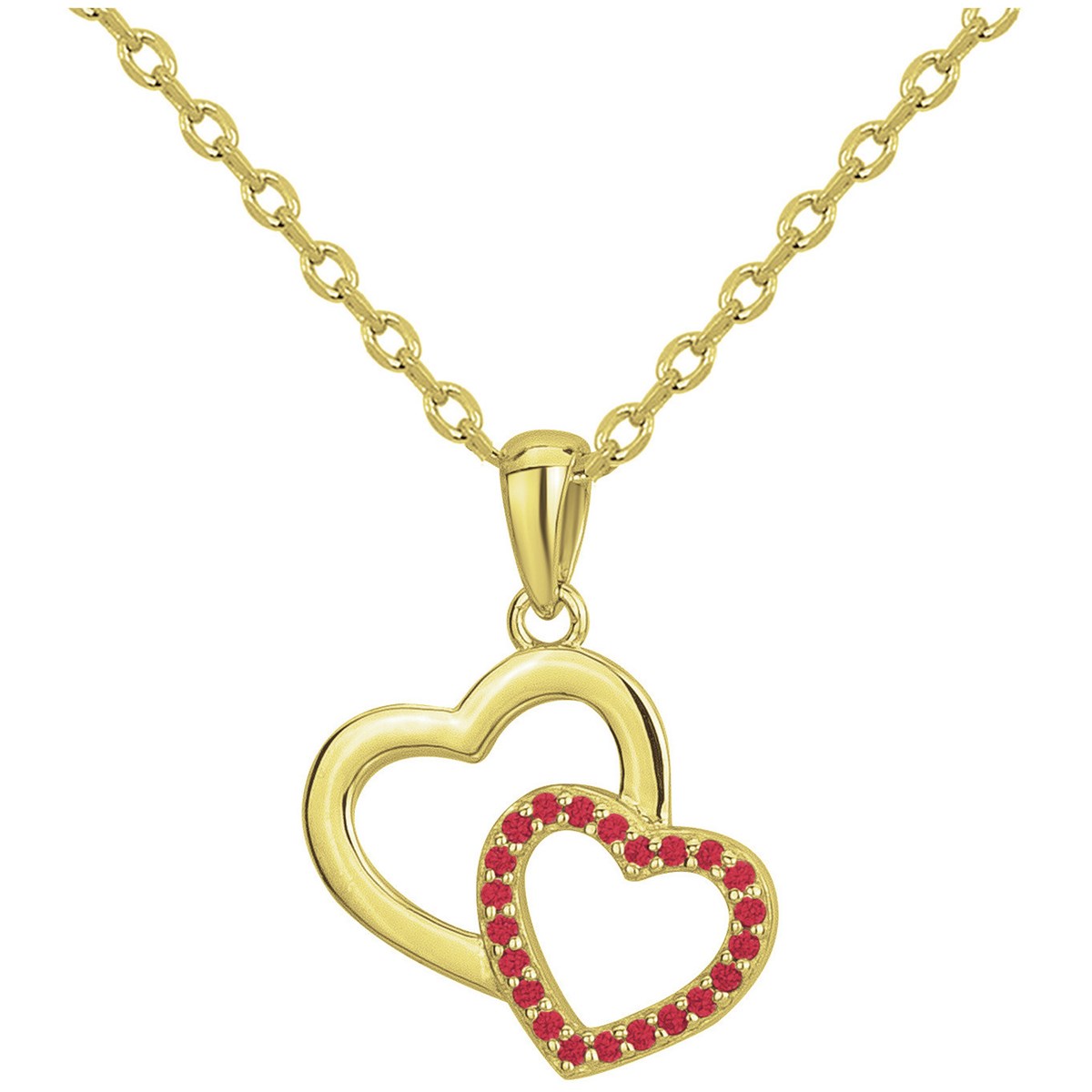 Collier mono-motif en Plaqué Or avec oxyde de zirconium rouge rubis