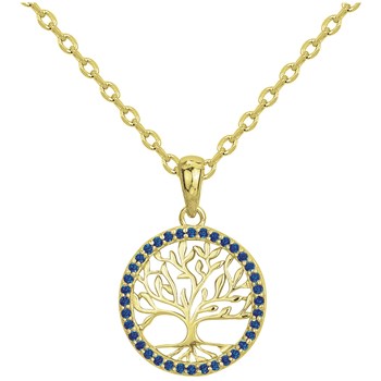 Collier mono-motif en Plaqué Or avec oxyde de zirconium bleu saphir