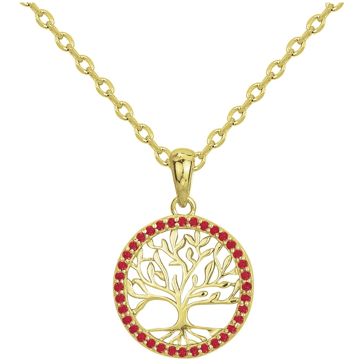 Collier mono-motif en Plaqué Or avec spinelle rouge rubis