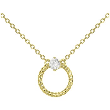 Collier mono-motif en Plaqué Or avec oxyde de zirconium blanc