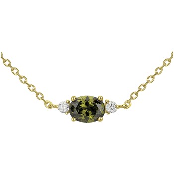 Collier mono-motif en Plaqué Or avec oxyde de zirconium vert