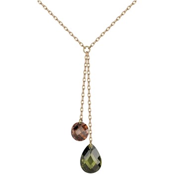 Collier Y en Plaqué Or avec oxyde de zirconium marron