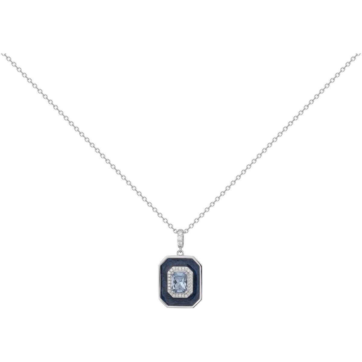 Collier mono-motif Anne en Argent avec oxyde de zirconium bleu topaze