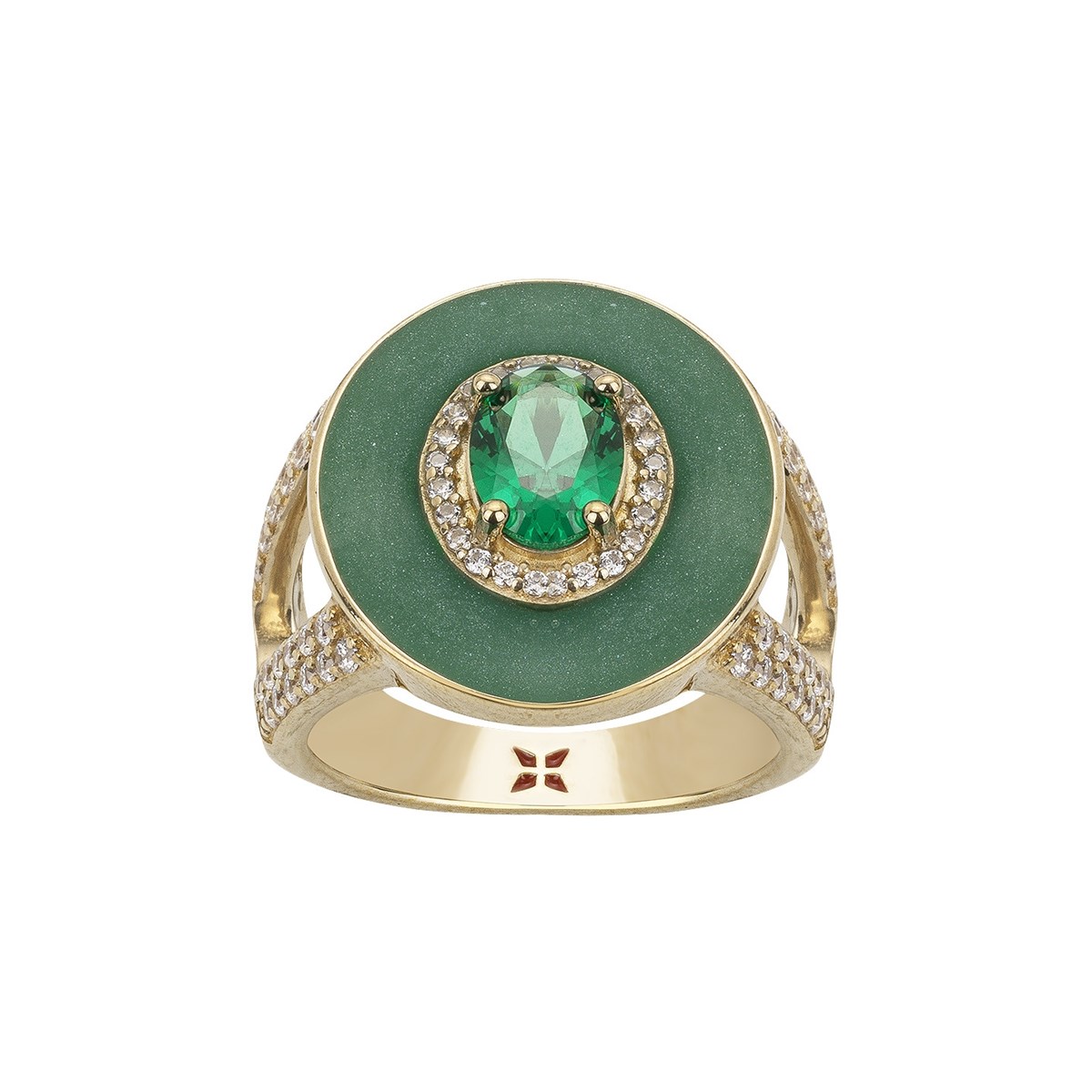 Bague Anne en Plaqué Or avec oxyde de zirconium vert emeraude