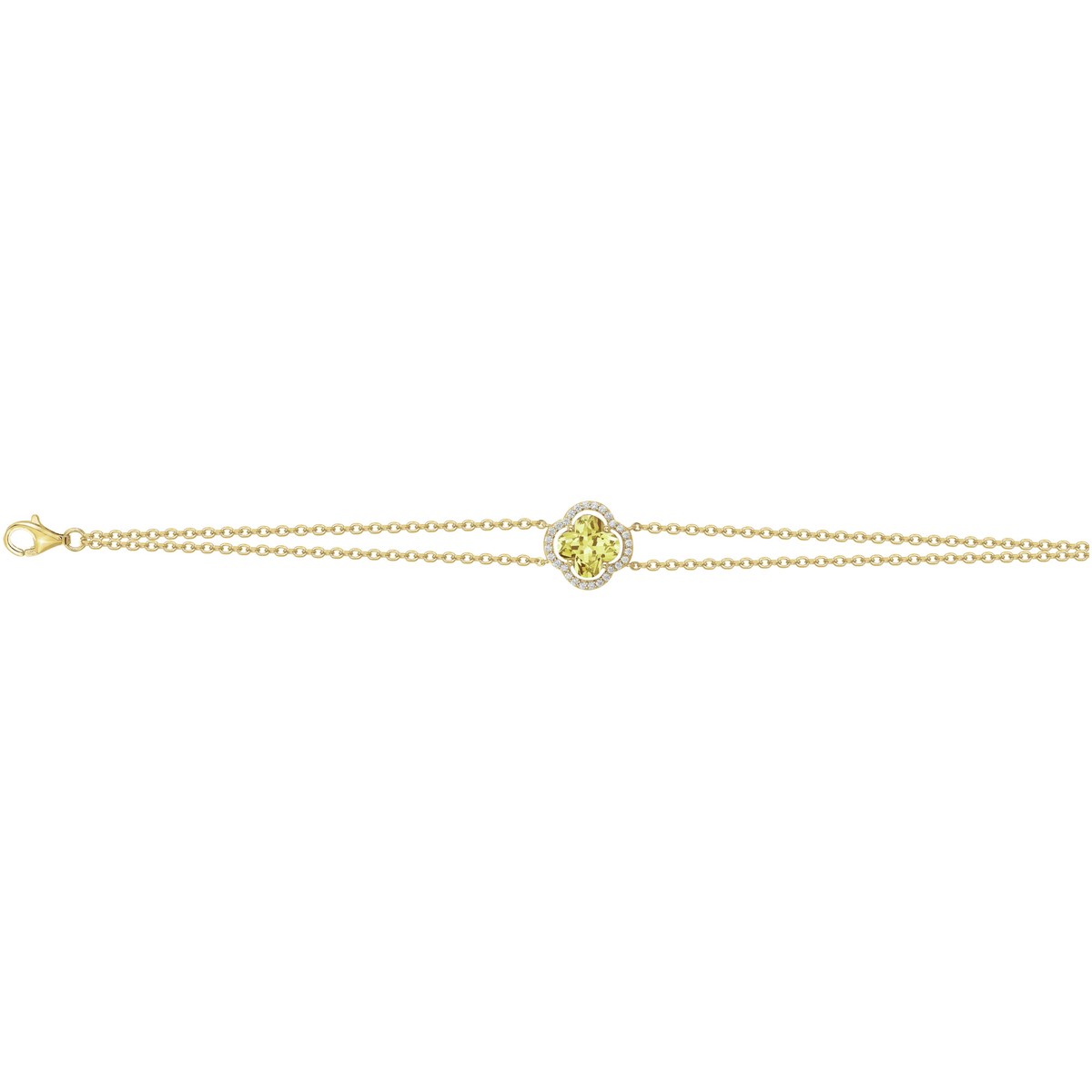 Bracelet souple mono-motif Thérèse en Plaqué Or avec oxyde de zirconium jaune
