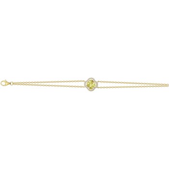 Bracelet souple mono-motif Thérèse en Plaqué Or avec oxyde de zirconium jaune