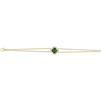 Bracelet souple mono-motif Thérèse en Plaqué Or avec oxyde de zirconium vert emeraude