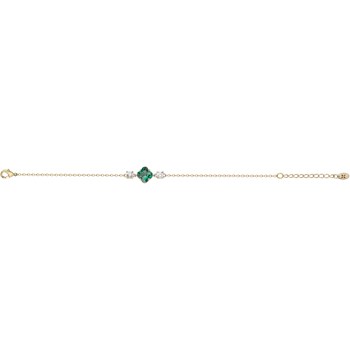 Bracelet souple mono-motif Thérèse en Plaqué Or avec oxyde de zirconium vert emeraude