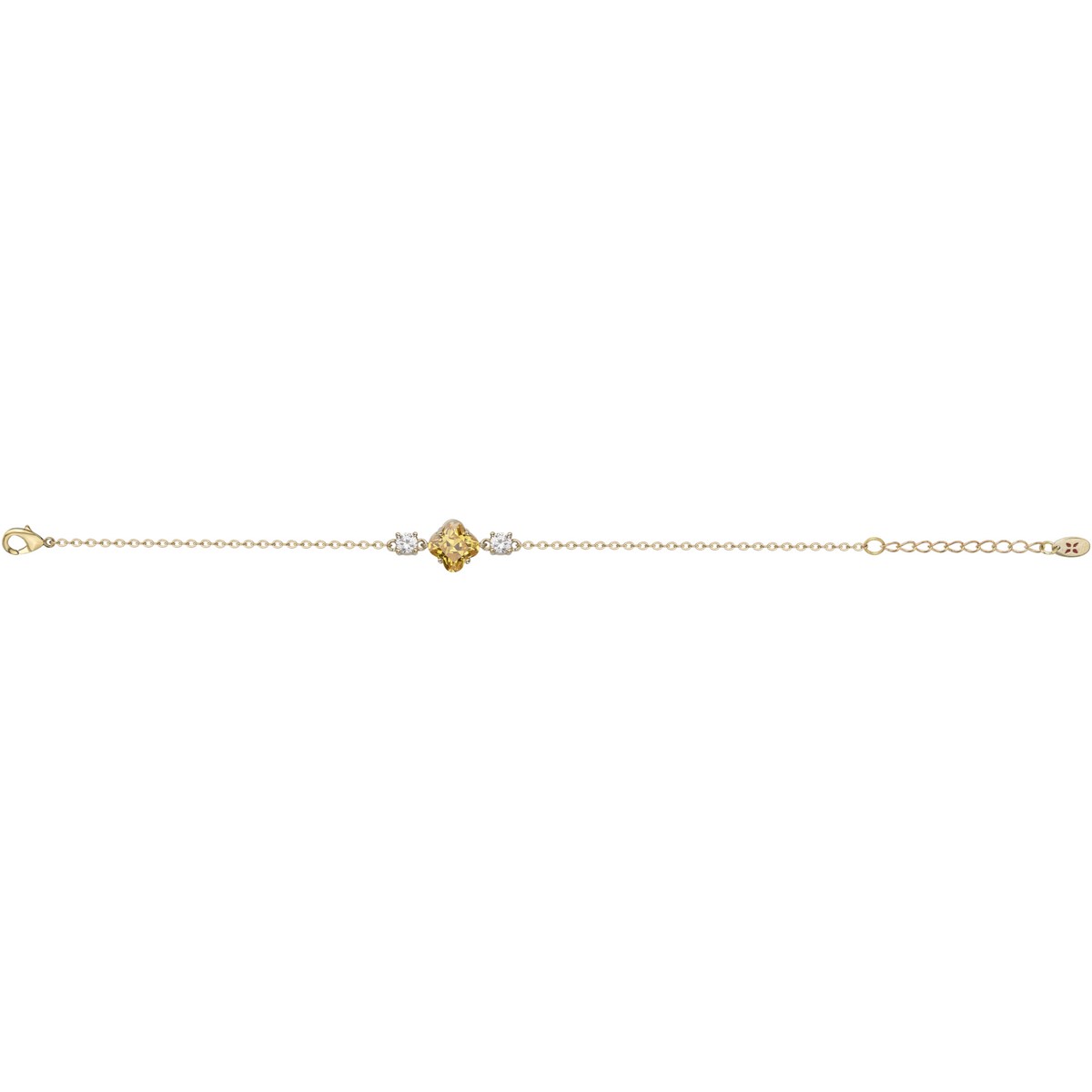 Bracelet souple mono-motif Thérèse en Plaqué Or avec oxyde de zirconium jaune
