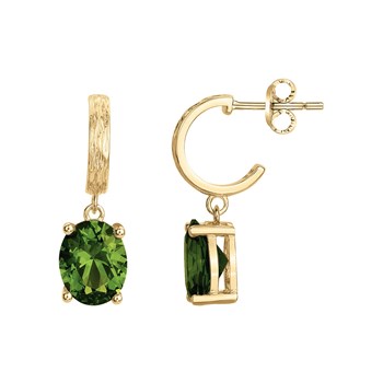 Demi-créoles Elisabeth en Plaqué Or avec oxyde de zirconium vert emeraude