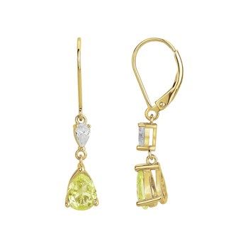 Boucles d'oreilles dormeuses en Plaqué Or avec oxyde de zirconium jaune
