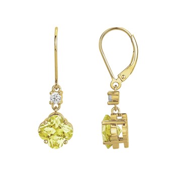 Boucles d'oreilles dormeuses en Plaqué Or avec oxyde de zirconium jaune
