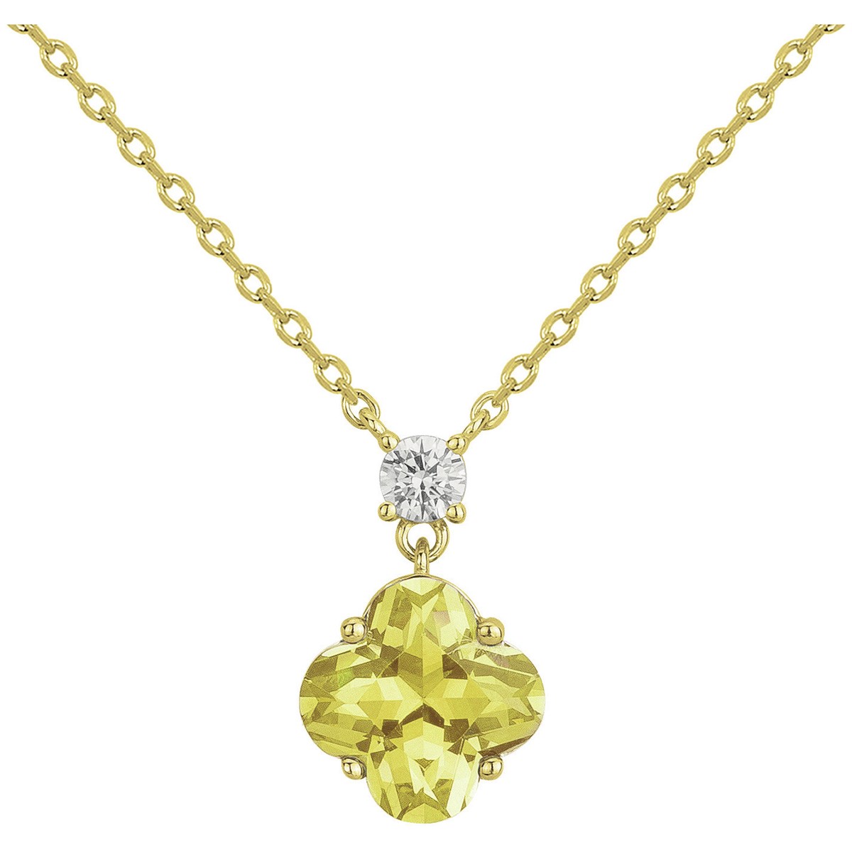 Collier mono-motif Thérèse en Plaqué Or avec oxyde de zirconium jaune
