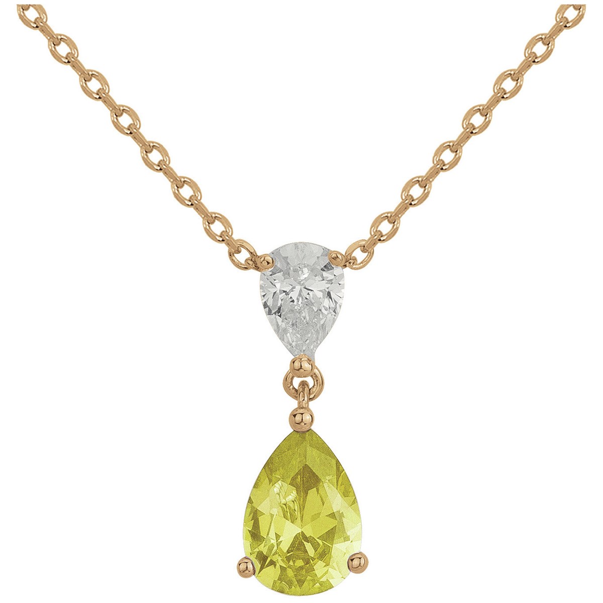Collier mono-motif en Plaqué Or avec oxyde de zirconium jaune