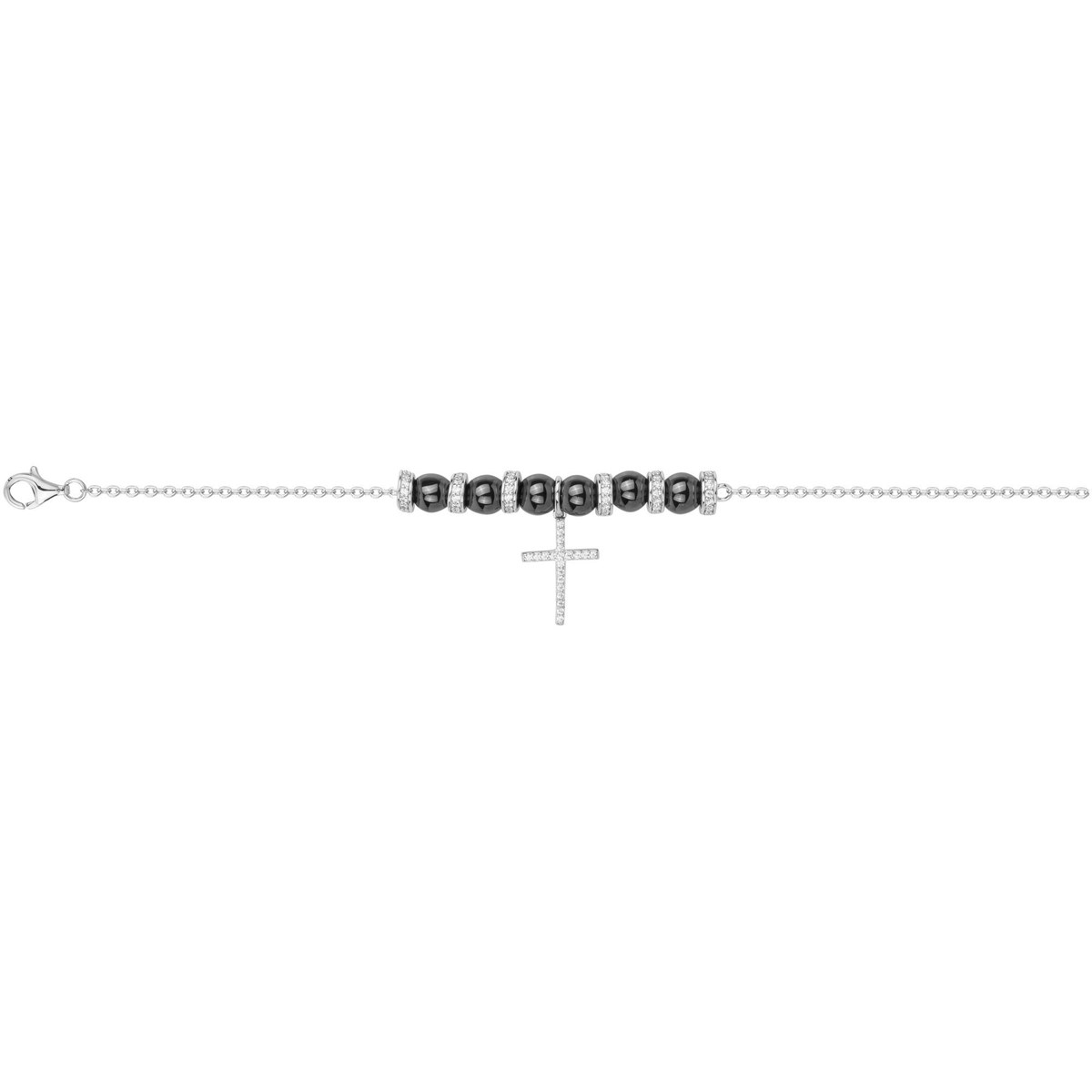 Bracelet souple mono-motif Irina en Argent avec oxyde de zirconium blanc